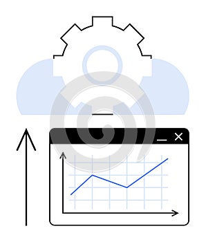 Cloud Computing with Growth Chart and Gear Symbolizing Optimization and Efficiency