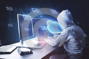 Cloud computing and hacking concept