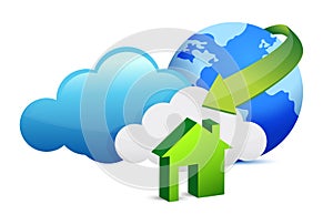 Cloud computing home arrival illustration design