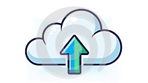 Cloud computing icon with arrow indicating upload or data transfer