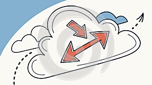 Cloud computing icon with arrows for data transfer and synchronization. vector design Generative AI
