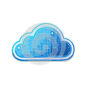 Cloud computing icon blue gradient design digital data storage network service security connect symbol diagram