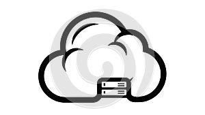 Cloud computing icon with database storage symbol integrated into design
