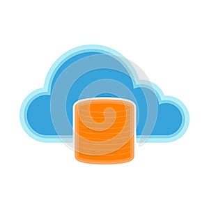 Cloud computing icon with a database symbol