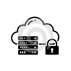 Cloud computing icon featuring a stylized cloud connected to a server stack with a