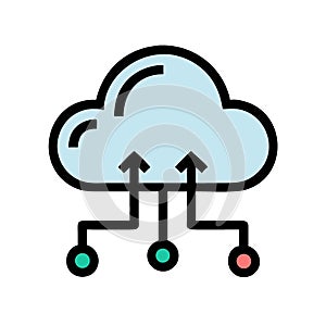 Cloud computing icon flat vector photo