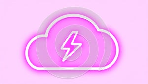 Cloud computing icon with lightning symbol, data storage, online services, and technology solutions