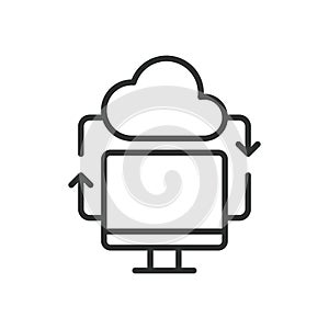 Cloud computing icon in line design. cloud services, online computing, remote infrastructure on white background vector. Cloud