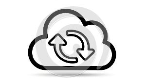 Cloud computing icon with refresh arrows for data sync and backup