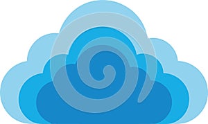 Stylized Layered Blue Cloud Icon for Technology and Data