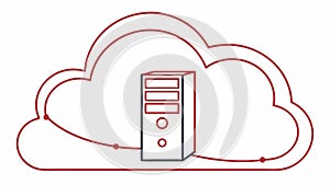A cloud computing icon with a server inside for data hosting services, vector design Generative AI