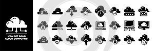Cloud Computing Icon Set Featuring Technology and Storage Symbols