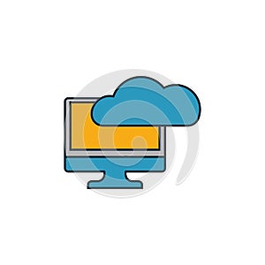 Cloud Computing icon set. Four elements in diferent styles from industry 4.0 icons collection. Creative cloud computing icons