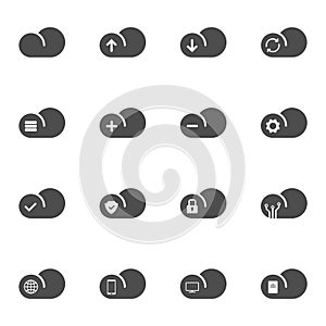 Cloud computing icon set isolated on white background