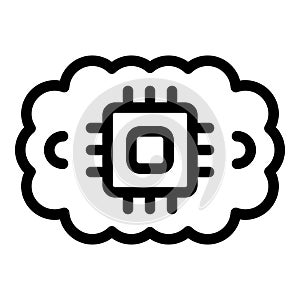 Cloud computing icon showing a cpu processing data