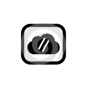 Cloud computing icon, simple symbol for digital storage and online services