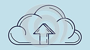 A cloud computing icon with an upload arrow, data storage vector, vector design Generative AI