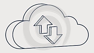 Cloud Computing Icon with Upload and Download Arrows, vector design Generative AI