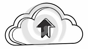 A cloud computing icon with an upward arrow for uploading, vector design Generative AI