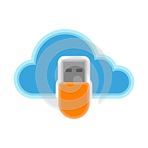 Cloud computing icon with an usb symbol