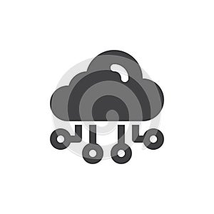 Cloud computing icon vector, filled flat sign, solid pictogram isolated on white.