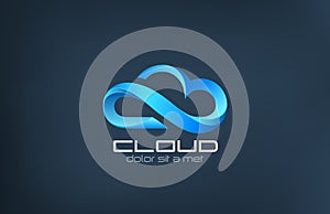 Cloud computing icon vector logo design template.