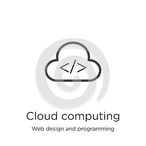 cloud computing icon vector from web design and programming collection. Thin line cloud computing outline icon vector illustration
