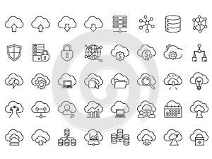 Cloud computing icons collection isolated on white background