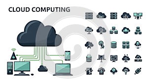 Cloud computing icons isolated on white background