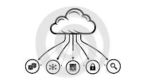 Cloud computing icons isolated on white background