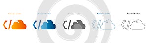 Cloud Computing Icons Set with Code Symbols Flat Design Vector Illustration