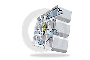 Cloud computing idea cycle on abstract screen
