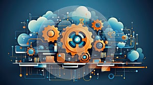 Cloud Computing Illustration With Prominent Cloud Icon