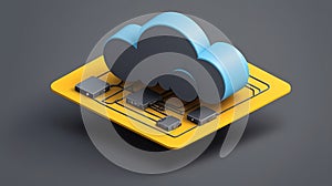 Cloud Computing Illustration with Technology Elements