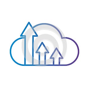 Cloud computing with increase arrows gradient style icon vector design
