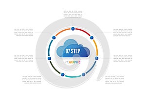 cloud computing infographics. Vector circle pie chart with 3 to 10 steps, options, processes, Vector diagrams.