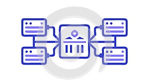 Cloud Computing Infrastructure with Interconnected Servers, vector design Generative AI