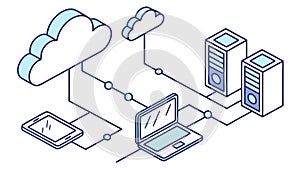 Cloud Computing Infrastructure: Modern Digital Storage, vector design Generative AI