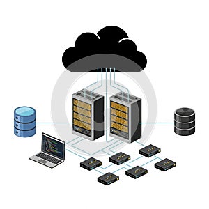 Cloud computing infrastructure with multiple servers and storage solutions