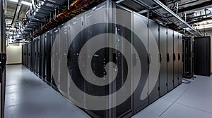 Cloud computing infrastructure, server racks, data center, technology, network