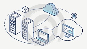 Cloud Computing Infrastructure with Servers and Computers vector design Generative AI