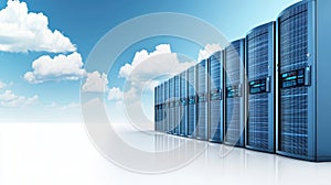 Cloud computing infrastructure servers powering data storage network connectivity and online solutions