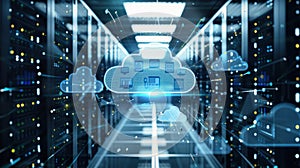 cloud computing infrastructure showing a network of cloud servers