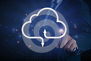 Cloud technology. Cloud Storage and Data Transfer Technology Concept.