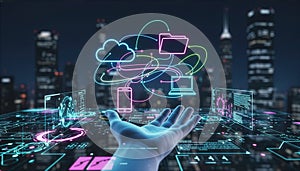 Cloud Computing Interface with Minimal Tech Symbols