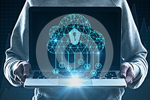 Cloud computing and internet safety concept