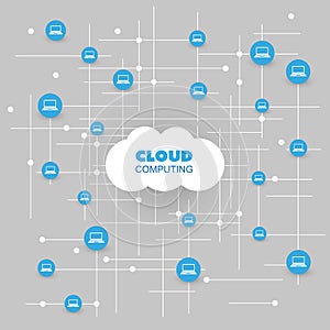 Cloud Computing, IoT Design Concept with Icons - Digital Network Connections, Technology Background