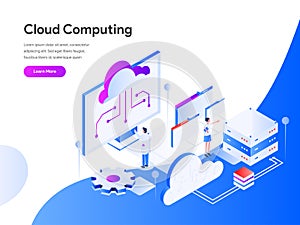 Cloud Computing Isometric Illustration Concept. Modern flat design concept of web page design for website and mobile website.