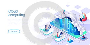 Cloud computing landing page vector template.