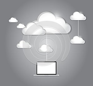 Cloud computing laptop connection illustration